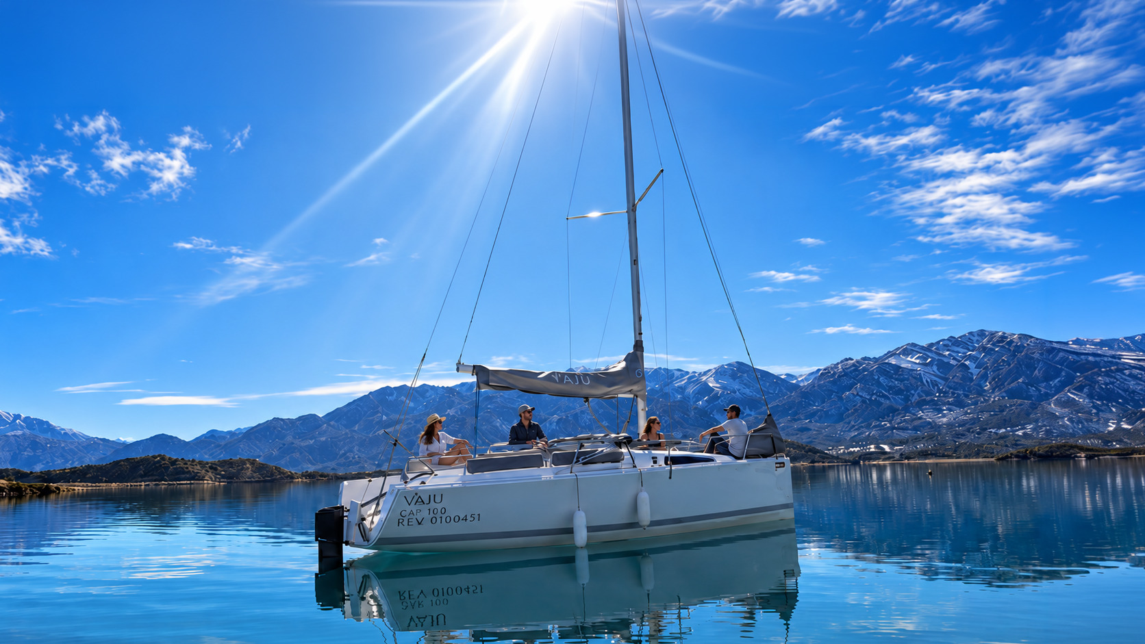 Paseo en velero por el Dique Potrerillos — vino y tabla de quesos — imagen 3