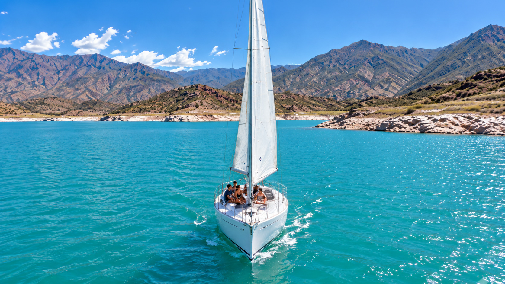 Paseo en velero por el Dique Potrerillos — vino y tabla de quesos — imagen 5