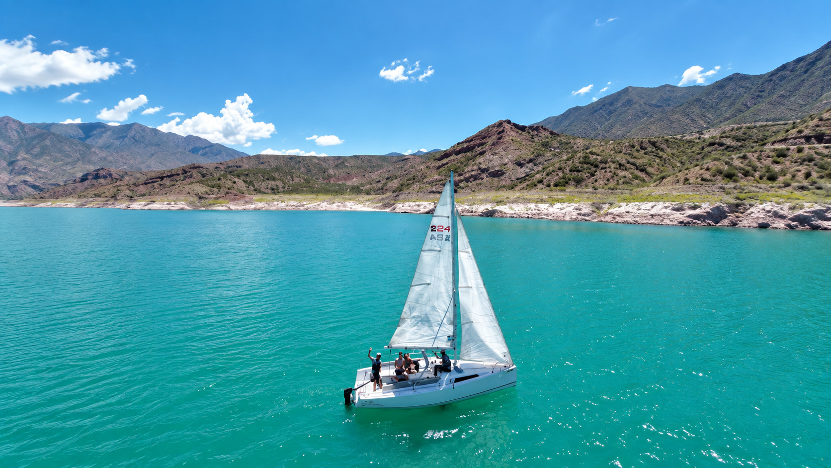 Paseo en velero por el Dique Potrerillos — vino y tabla de quesos — imagen 8