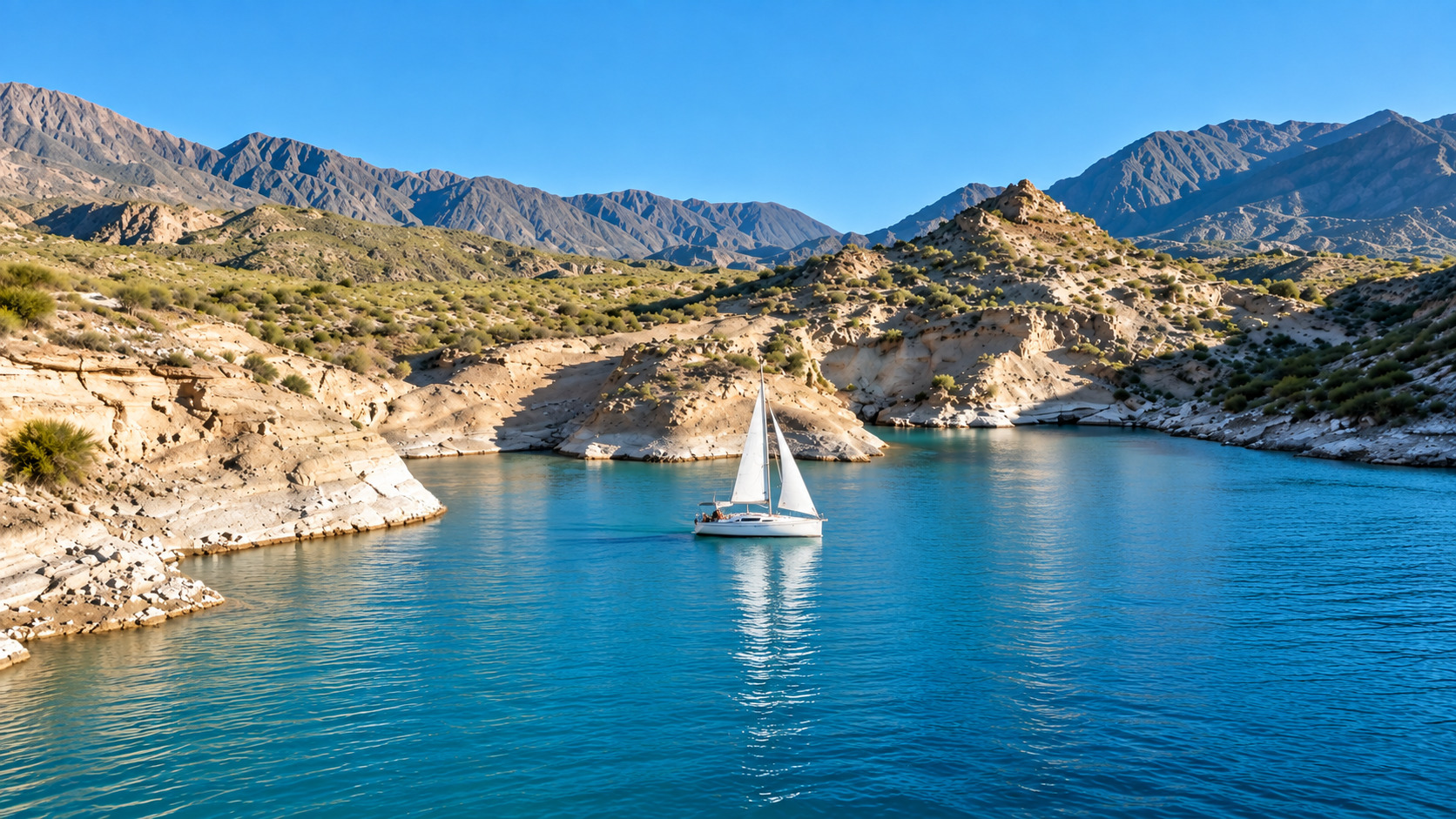 Paseo en velero por el Dique Potrerillos — vino y tabla de quesos — imagen 13