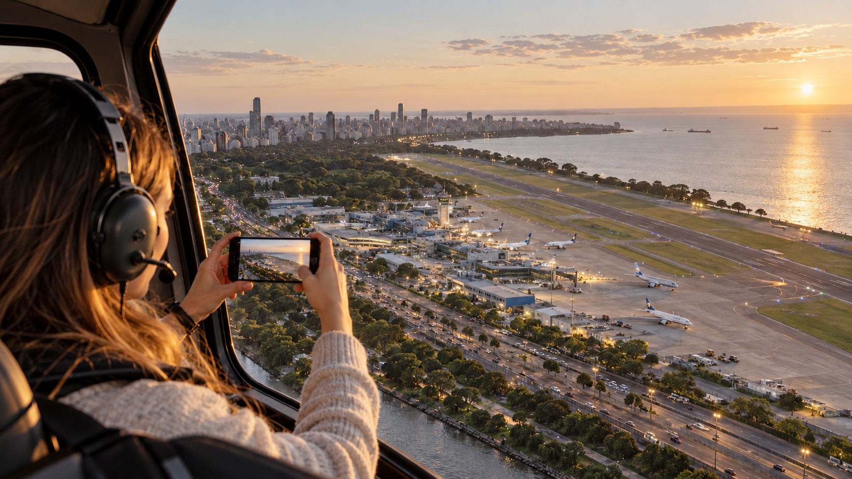 Helitour Golden Hour privado sobre Buenos Aires — hasta 3 personas — imagen 23